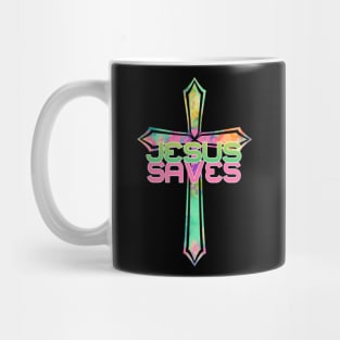 Jesus Saves with Stained Glass Cross Mug